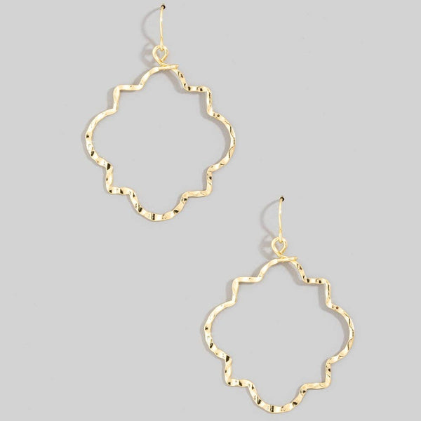 Gold Dipped Hammered Layered Wavy Hoops Dangle Earrings: GD - Lulu Bella Boutique