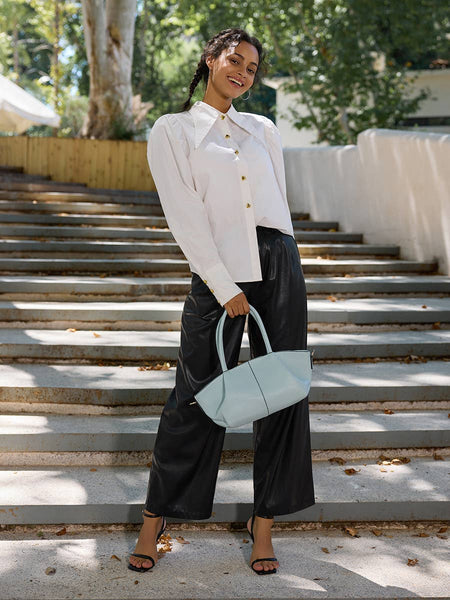 M2673 Karen Dual Handle Baguette Bag: Off White - Lulu Bella Boutique
