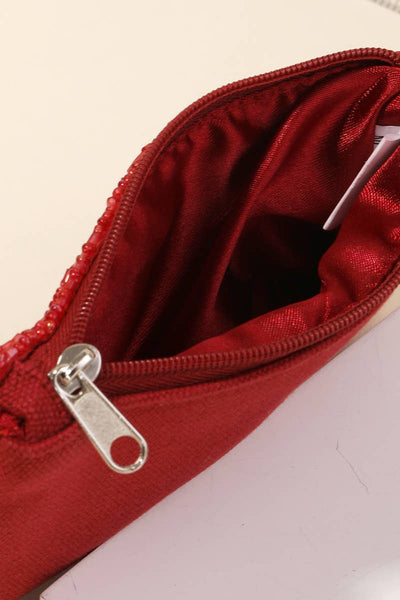 Wines Seed Beaded Coin Purse: RED - Lulu Bella Boutique
