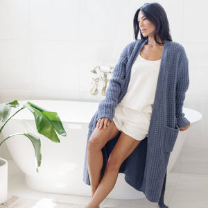 WAFFLE KNIT ROBES: Oxford / Small - Lulu Bella Boutique
