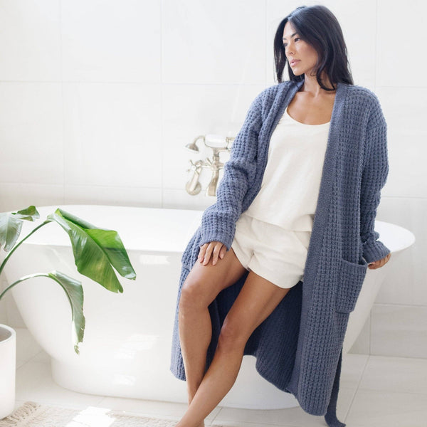WAFFLE KNIT ROBES: Oxford / XL