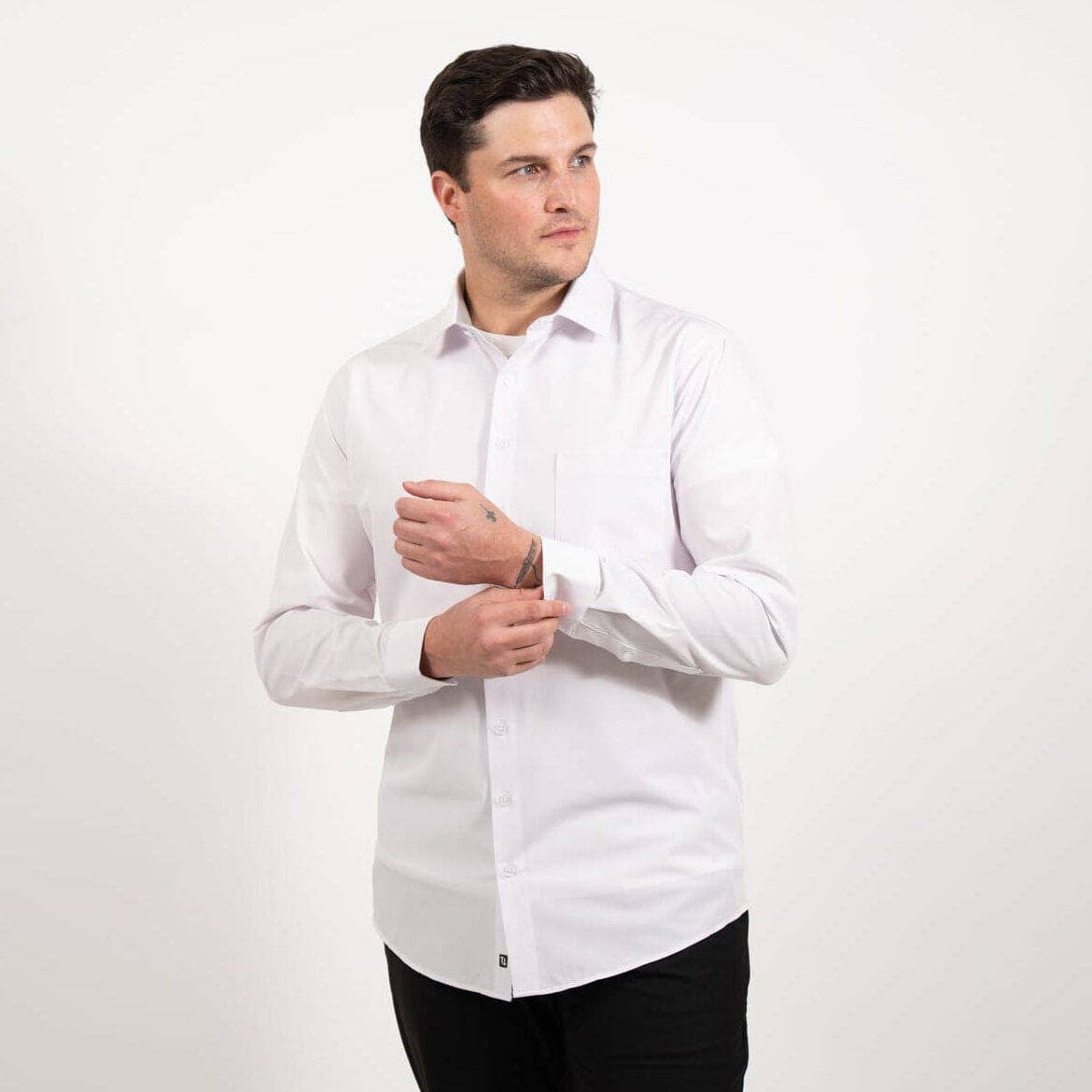 White Hustle Dress Shirt - Long Sleeve: Regular