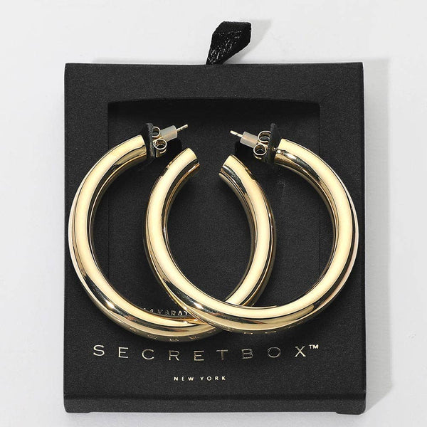 SECRET BOX_14K Gold Dipped Chunky Hoop Earrings: Silver