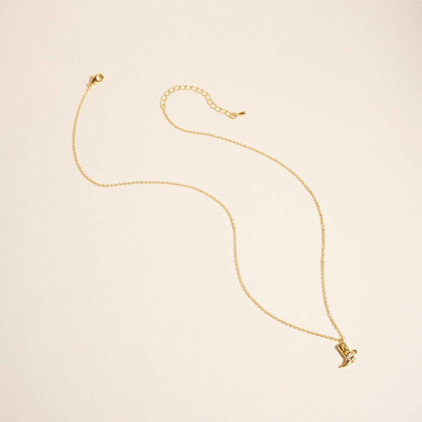 18K Gold Dipped Cowgirl Western Boots Necklace: 18K GD / ONE