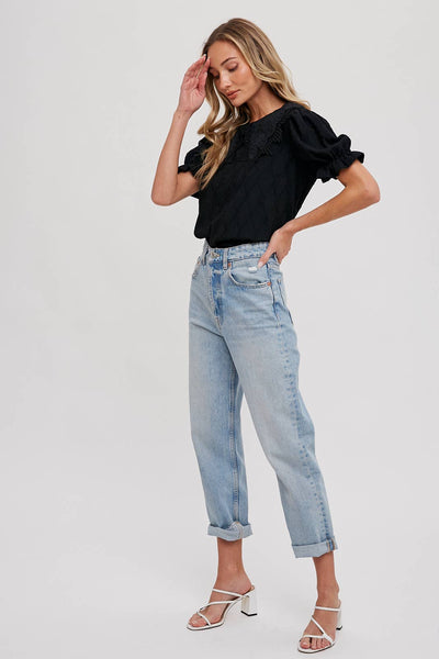Lace Collar Top - Lulu Bella Boutique