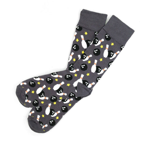 Bowling Novelty Socks for Men: Grey / 1 Piece