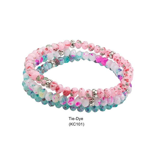 Kids Mini Crystal | Splash & Sparkle Stretch Bracelets Set3: Tie-Dye (KC101) - Lulu Bella Boutique