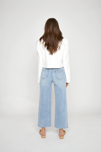 Aberdeen Ankle Crop High Rise Jean, Light Indigo Worn : Standard / 32 - Lulu Bella Boutique