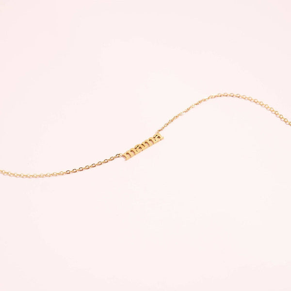 18K Gold PVD Stainless Steel Mama Charm Necklace: Stainless