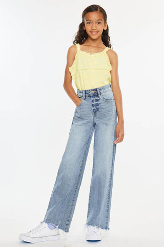 YOUTH OPEN PACK HIGH RISE SLIM WIDE JEANS-YC2565L: LIGHT / 5 - Lulu Bella Boutique