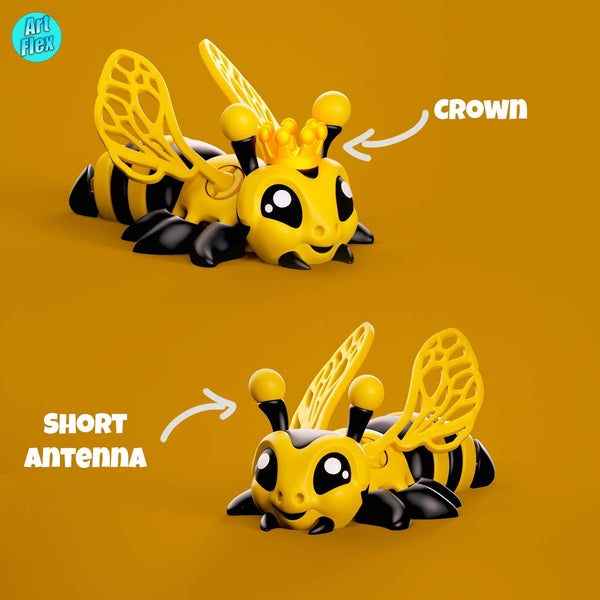 Bee and Queen Bee 3D Printed Articulated Fidget Toy: Queen Bee / Medium - 6" - Lulu Bella Boutique