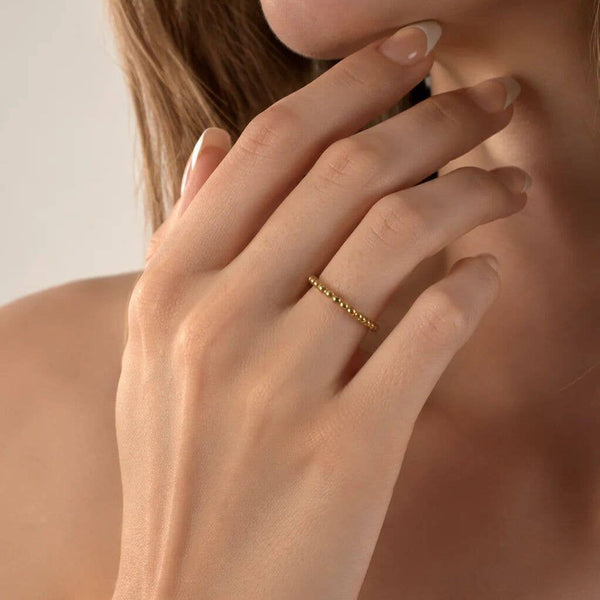 14K Gold Filled Plus™ Beaded Spacer Ring: Gold / 6