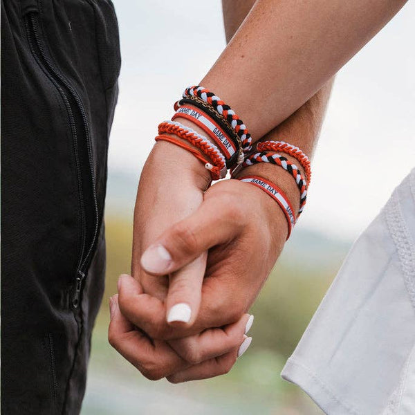 "Game Day" Red, Black & White Hair Tie Bracelets: Medium