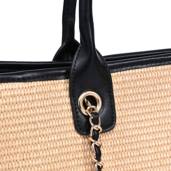 Jaxon Tote: Natural Black - Lulu Bella Boutique