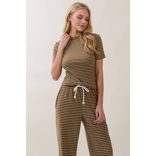 Everyday Ease Striped Lounge Set: Olive