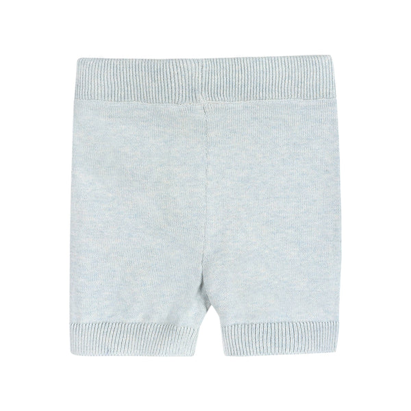 Miles Wave Textured Baby Shirt & Shorts Set (Organic Cotton): Blue Heather