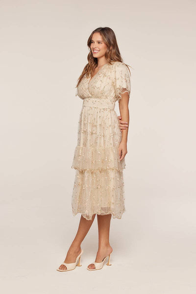 Mesh Embroidery Dress: Peach/Sage / S - Lulu Bella Boutique