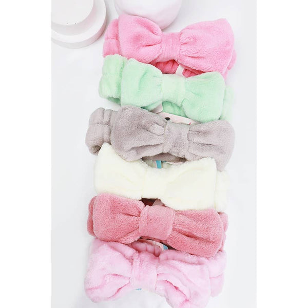 Solid Beauty Spa Bow Headband: MIX COLOR / ONE(12)