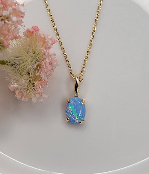 OVAL SHAPE OPAL NECKLACE.: White - Lulu Bella Boutique