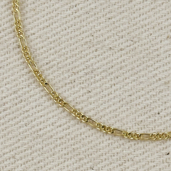 18k Gold Filled Rounded Figaro Chain Bracelet - Lulu Bella Boutique
