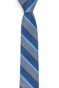 Atwood - Grey and Navy Striped Tie: 2.5" Slim/Skinny Tie - Lulu Bella Boutique