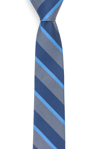 Atwood - Grey and Navy Striped Tie: 2.5" Slim/Skinny Tie - Lulu Bella Boutique