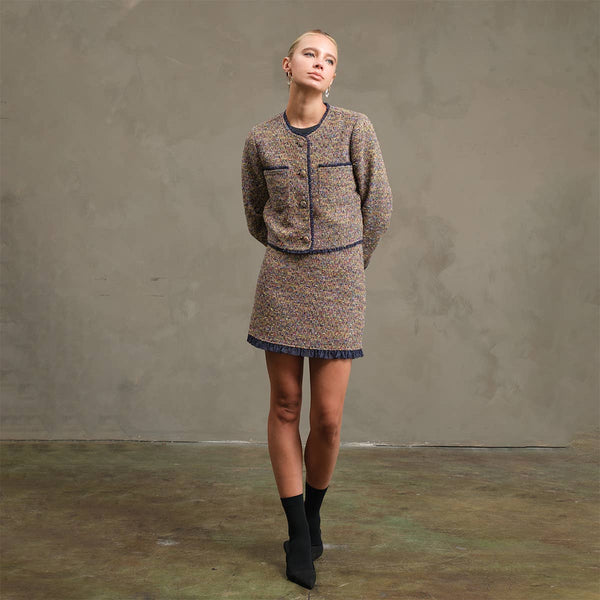 Tweed Jacket With Organza Trim: MULTI