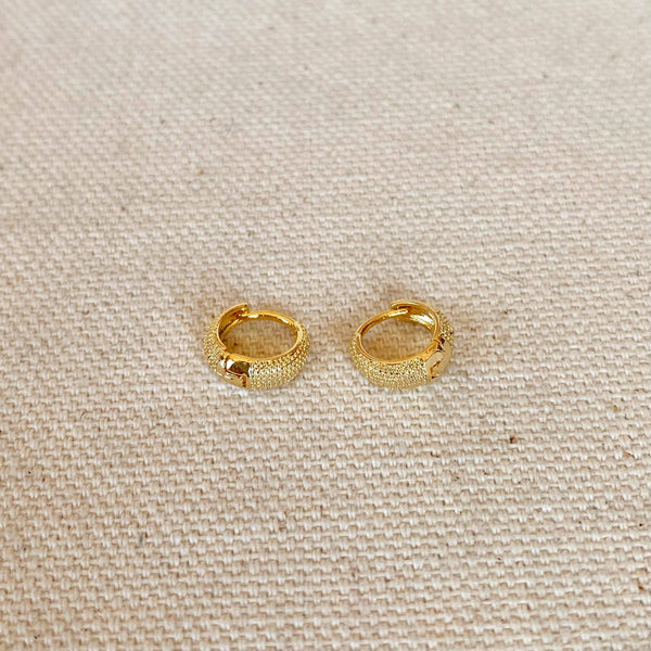 18k Gold Filled Tiny Textured Clicker Hoop Earrings