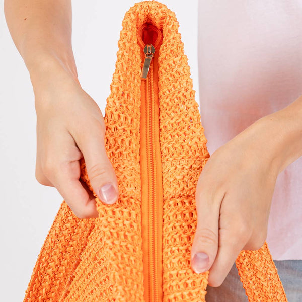 Solid Crochet Straw Tote Bag / Beach Bag
: Beige - Lulu Bella Boutique
