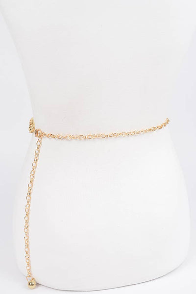 Rhinestone OO Twisted Chain Belt: GOLD