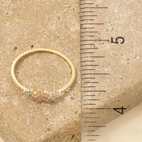 Delicate Gold Dipped Cz Floral Ring