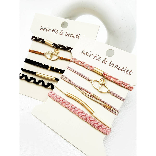 Boho Inspired HEART Theme Hair Tie Bracelets: MIX COLOR / ONE(6) - Lulu Bella Boutique