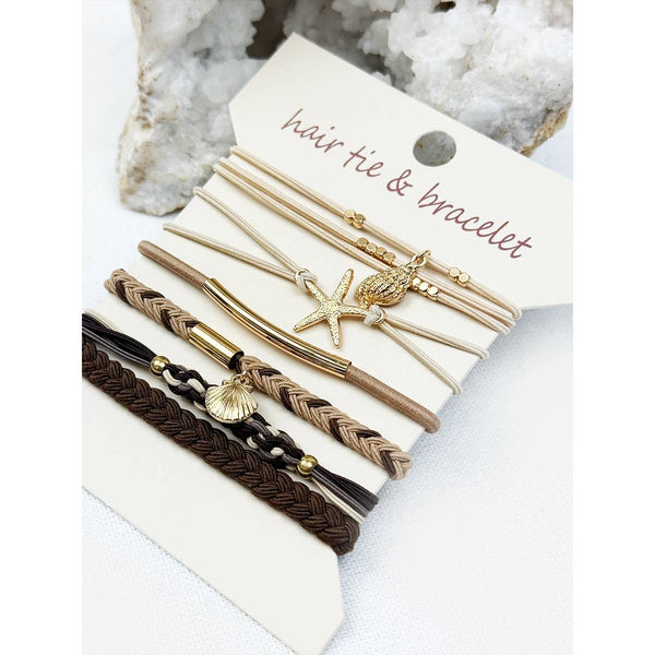 Boho Inspired BEACH Theme Hair Tie Bracelets: MIX COLOR / ONE(6) - Lulu Bella Boutique