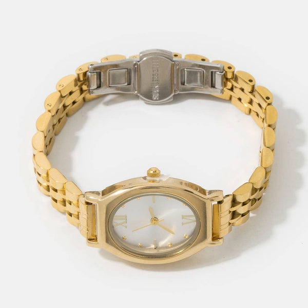 Oval Case Roman Numeral Metal Strap Watch: GWH - Lulu Bella Boutique