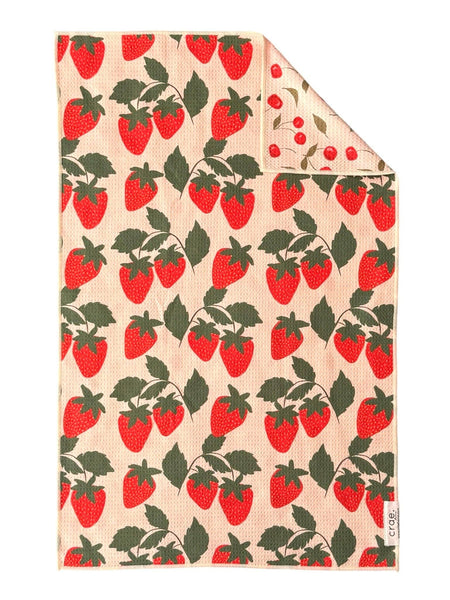 Berries & Cherries: Reversible Hand Towel: Cream / 19x29 / Hand Towel - Lulu Bella Boutique