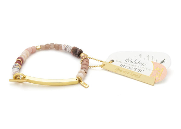 Hidden Message Bracelet - Loved/Rhodochrosite/Gold - Lulu Bella Boutique