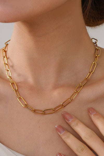 STAINLESS STEEL WATERPROOF TARNISH FREE NECKLACE | 40NK318: SNAKE - Lulu Bella Boutique