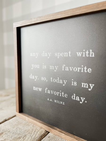 Any Day Spent With You Wood Sign | Valentine's Day Decor: 9x9" / Black