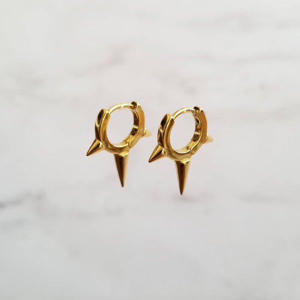 SPIKE HUGGIE EARRINGS - E-H1018 / E-H1041: Gold / 6mm Inner Hoop Diameter