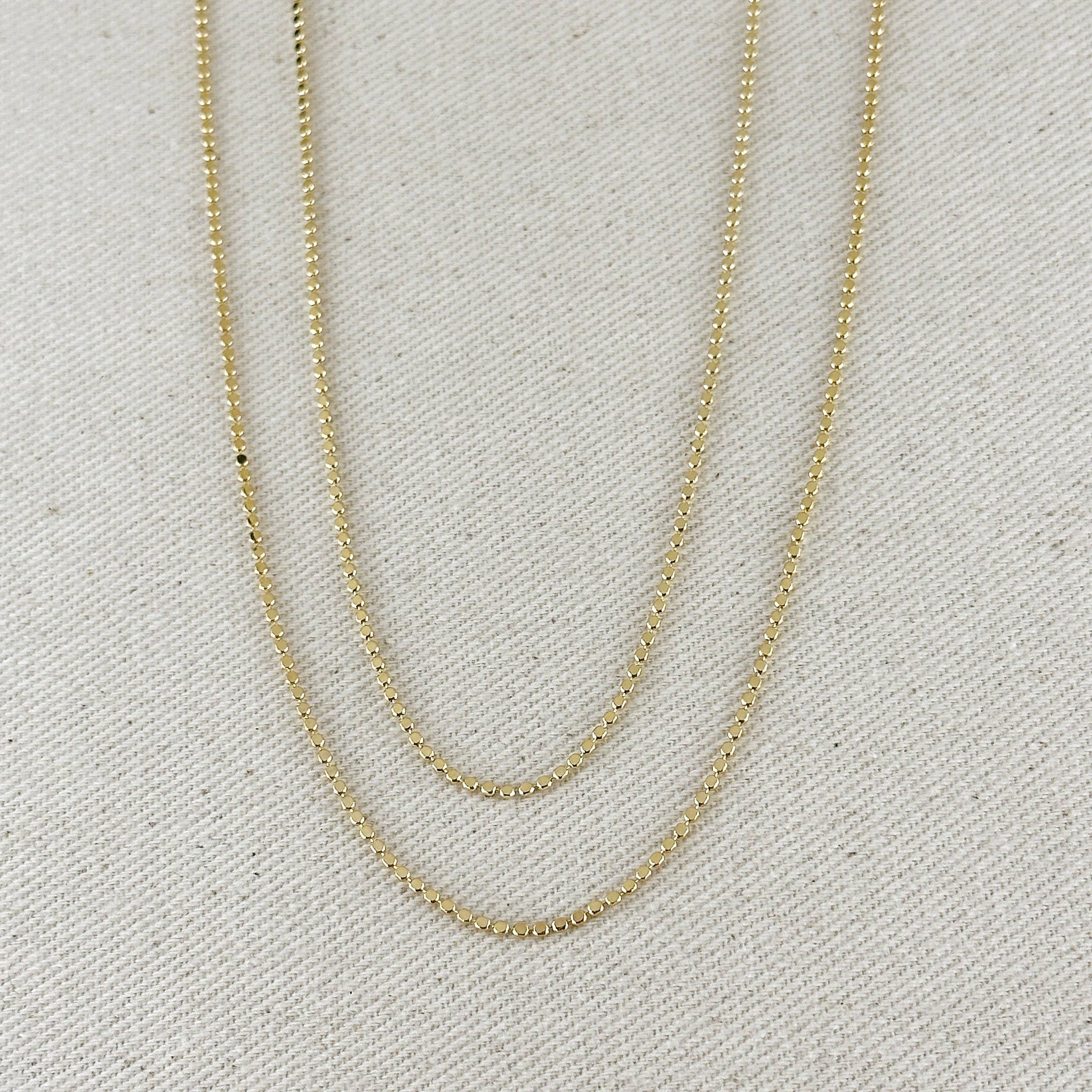 18k Gold Filled 1.5mm Flat Dot Chain Necklace: 18 inches - Lulu Bella Boutique