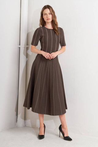 Sweater Knit Midi Dress: Brown