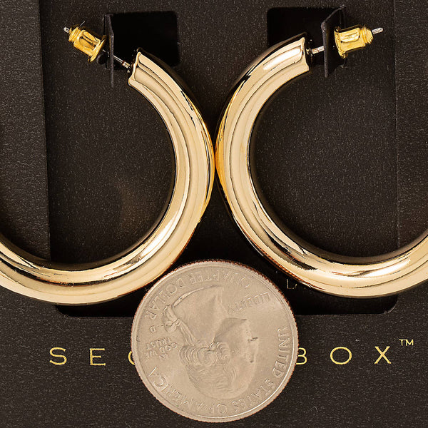 Secret Box Gold Dipped C Hoop Earrings: WG