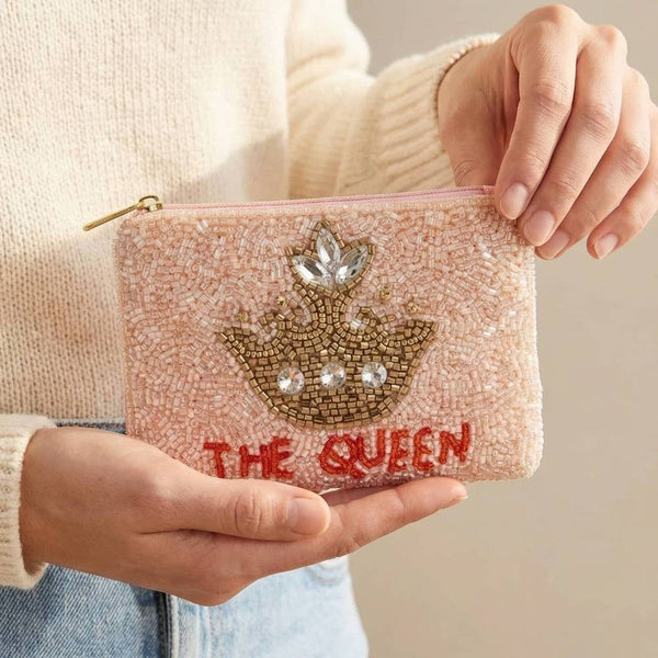 The Queen Crown Seed Beaded Coin Purse: MULTI - Lulu Bella Boutique