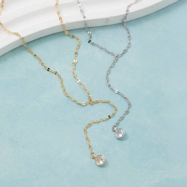 Cz Charm Y Chain Necklace: G - Lulu Bella Boutique