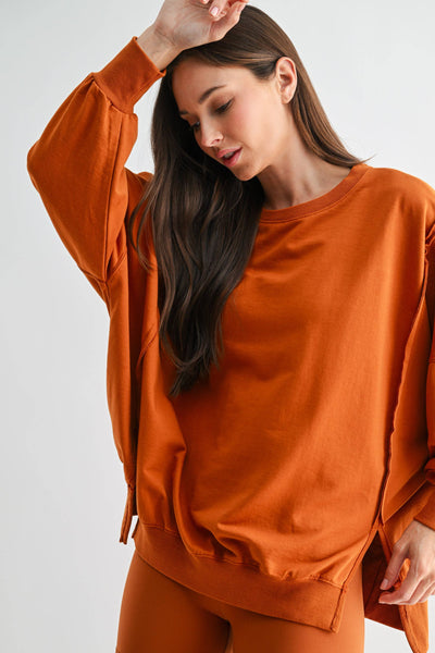 Softwash Relaxed Crewneck Long Sleeve Set with Leggings: ALMOND - Lulu Bella Boutique