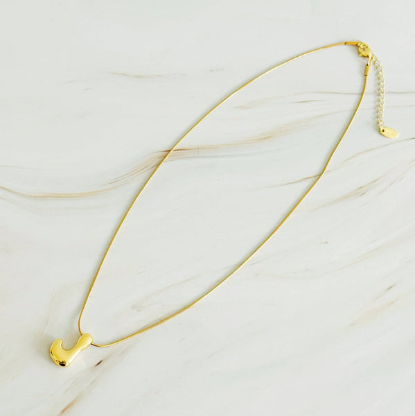 Balloon Letter Initial Necklace: Yellow Gold / L