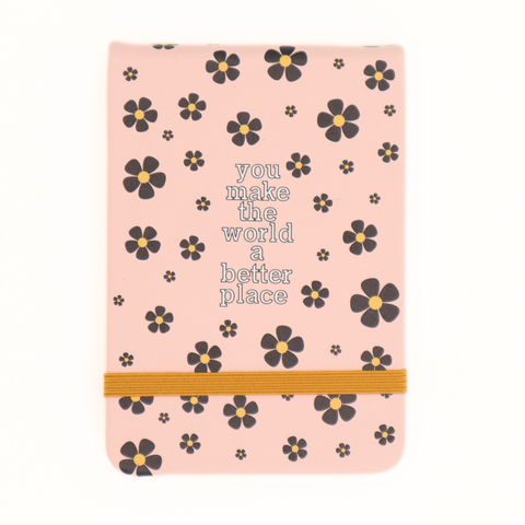 You Make The World - Floral Leatherette Pocket Journal - Lulu Bella Boutique