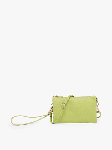 M013 Riley Monogrammable 3 Compartment Crossbody/Wristlet: Midnight Black - Lulu Bella Boutique