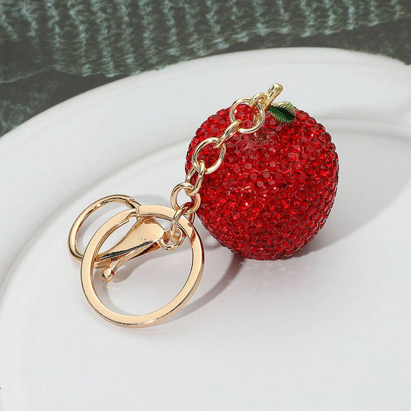Bling Studded Apple Keychain / Bag Charm - Lulu Bella Boutique