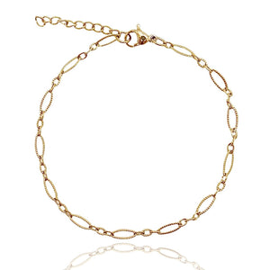 Textured Oval Chain Bracelet: 14k Gold